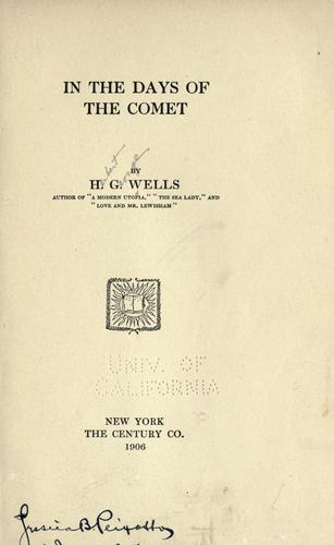 Cover of In the days of the comet by H. G. Wells