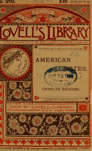 Cover of American notes by Charles Dickens